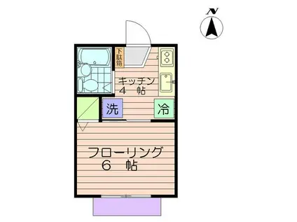 カサブランカII(1K/1階)の間取り写真