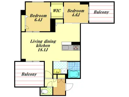 ル コルヌイエ(2LDK/2階)の間取り写真
