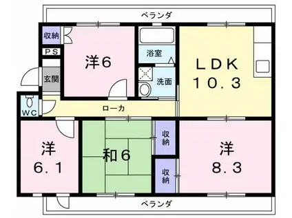 コーポT142(4LDK/2階)の間取り写真