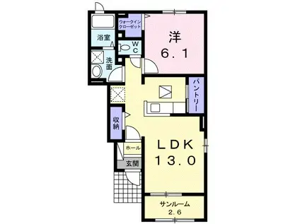 ラフレシール(1LDK/1階)の間取り写真