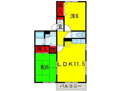 グリーンパーク白旗A・B(2LDK/1階)の間取り写真