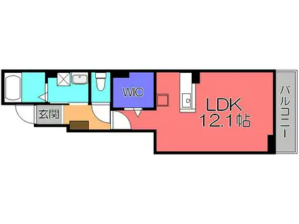 プラシード(ワンルーム/1階)の間取り写真