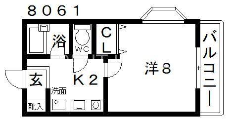 センターフィールドIII(1K/3階)の間取り写真