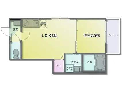 グランドサン(1LDK/1階)の間取り写真