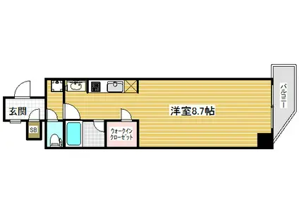 アスヴェル神戸元町海岸通(1K/13階)の間取り写真