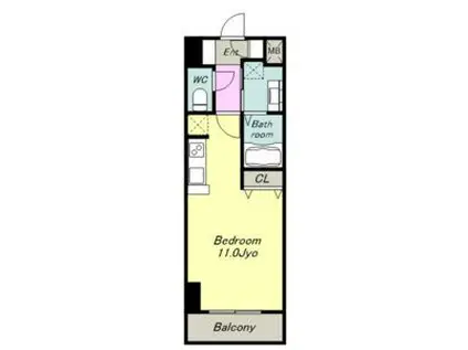 フローラ草平(ワンルーム/10階)の間取り写真