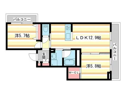 シャーメゾンまほろば(2LDK/3階)の間取り写真