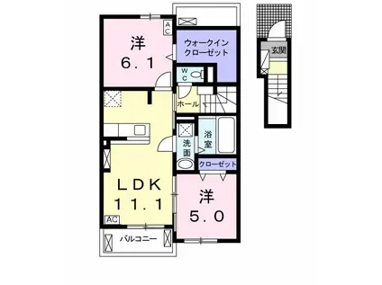 コンフォートウエスト II(2LDK/2階)の間取り写真