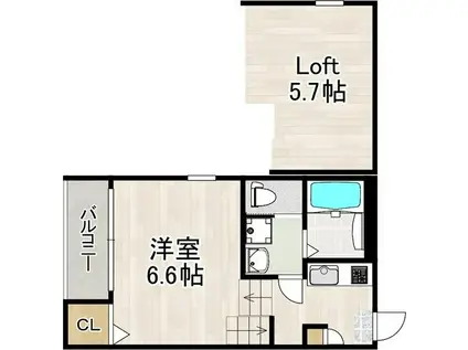 ハーモニーテラス上石川町VI(1K/1階)の間取り写真