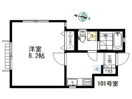 ミリオンベル(1K/1階)の間取り写真