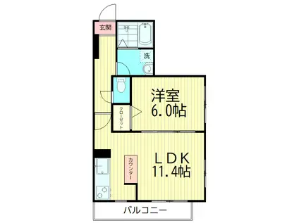 ラフィネ上池台(1LDK/3階)の間取り写真
