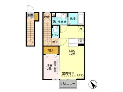 ヴェールクレール B(1LDK/2階)の間取り写真