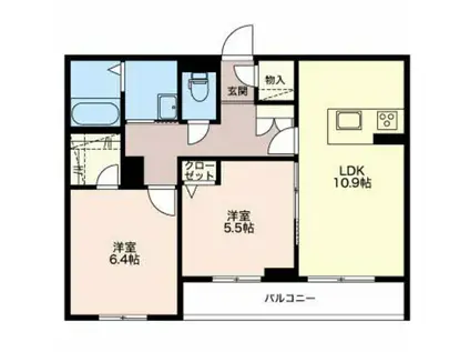 シャーメゾン牡丹山(2LDK/2階)の間取り写真