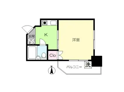 ハイタウン梅屋敷(1K/4階)の間取り写真