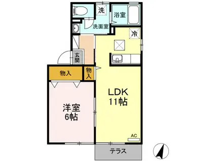 エスポワールN(1LDK/1階)の間取り写真