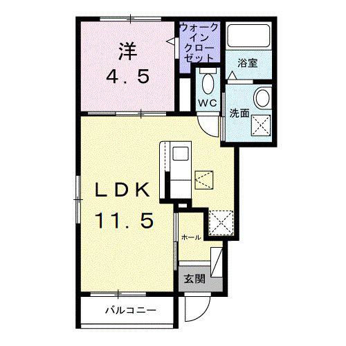 エトワール ブランシュ(1LDK/1階)の間取り写真