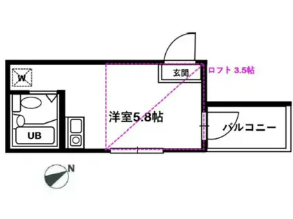プレステージュ四つ木304(ワンルーム/3階)の間取り写真
