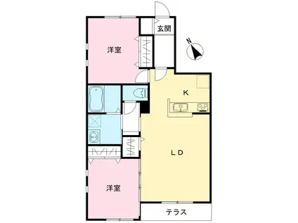 NOVガーデンハウス谷田部 FG棟(2LDK/1階)の間取り写真