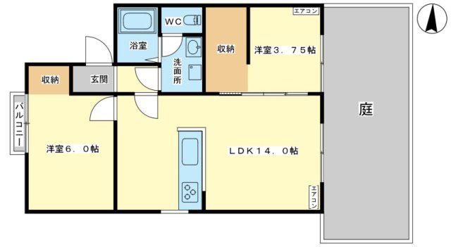 JR姫新線 播磨高岡駅 徒歩40分 2階建 築41年(2LDK/1階)の間取り写真