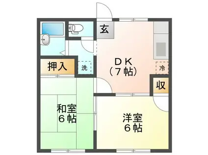 エクセレンス城山(2DK/2階)の間取り写真