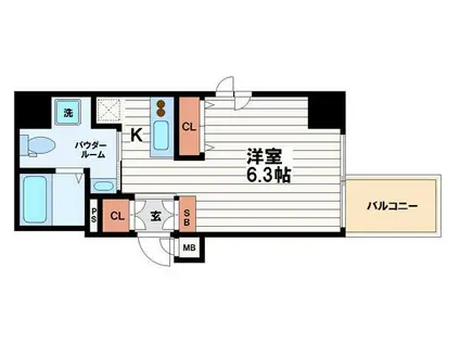 アクアプレイス北浜(1K/9階)の間取り写真