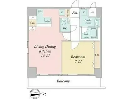 BSレジデンス栄(1LDK/8階)の間取り写真