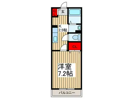 ベルプロムナード(1K/2階)の間取り写真