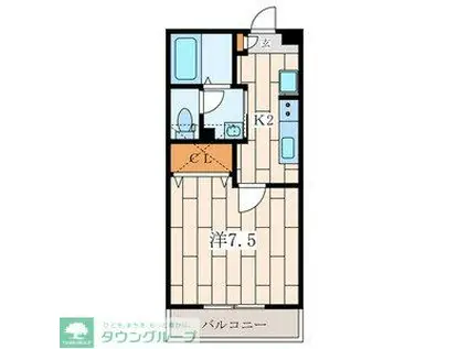 れんげ荘(1K/1階)の間取り写真