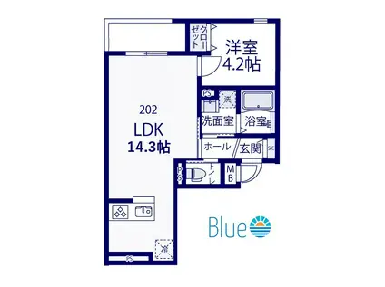 ヴィラシリウス(1LDK/2階)の間取り写真