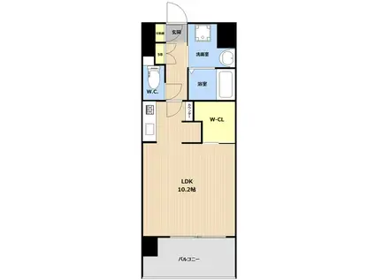 LIBTH博多駅南III(ワンルーム/15階)の間取り写真