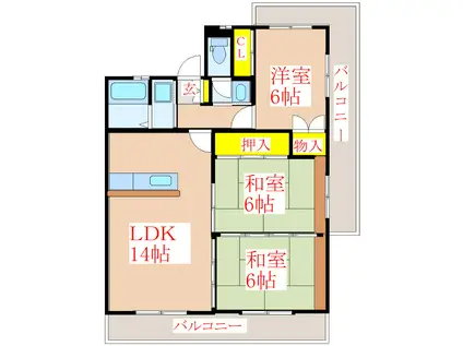 ヒルズアルカディア(3LDK/4階)の間取り写真