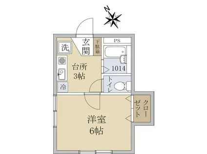 ヴィクトリアガーデン(1K/2階)の間取り写真