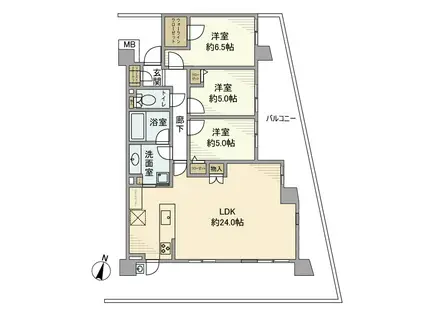 プロミライズ青葉台D棟(3LDK/2階)の間取り写真