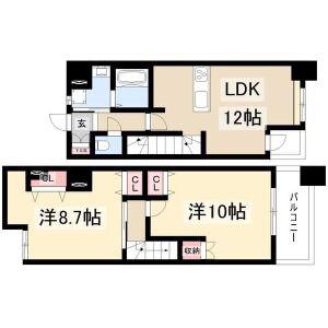 CASA PINO(2LDK/4階)の間取り写真