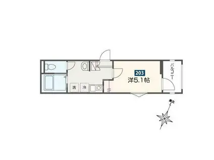MELDIA京成小岩(1K/2階)の間取り写真