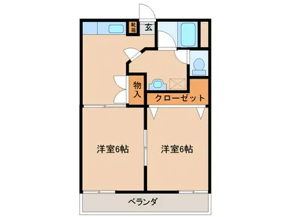 あらいコーポ(2DK/1階)の間取り写真