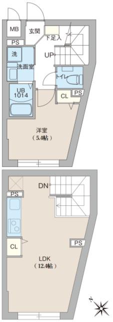 クリオ ラモード目黒洗足(1LDK/4階)の間取り写真