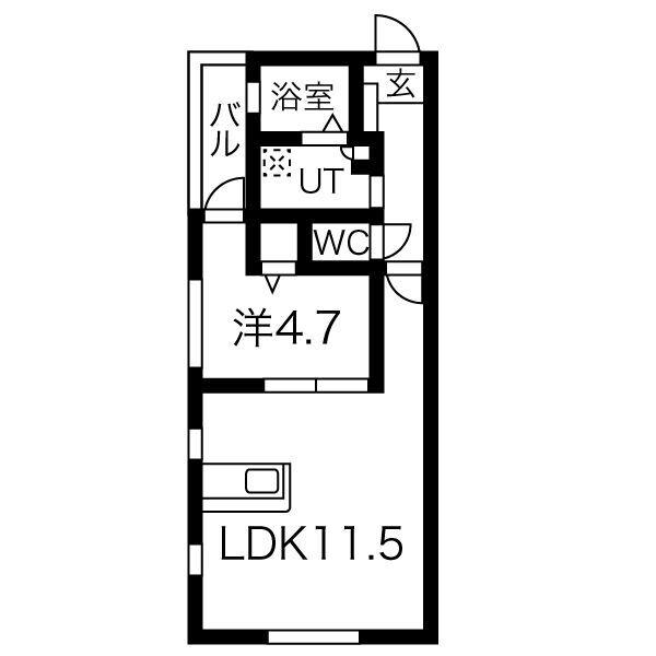 DEVELD中郷(1LDK/2階)の間取り写真