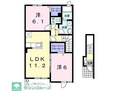 アジャート ビブレI(2LDK/2階)の間取り写真