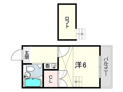 レオパレス武庫川(1K/2階)の間取り写真