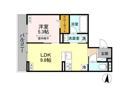 エリオント大和中央(1LDK/2階)の間取り写真