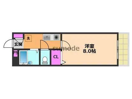 アビタシオン奈佐原B(1K/1階)の間取り写真