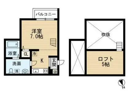 MIDWEY HILL板宿STA(1K/1階)の間取り写真