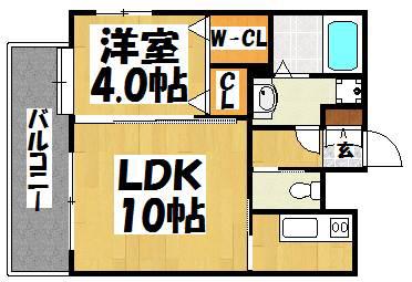 ネストピア呉服町(1LDK/5階)の間取り写真