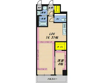 LEGALAND猫 MIYAKOJIMAリーガランドプラスネコミヤ(1LDK/8階)の間取り写真