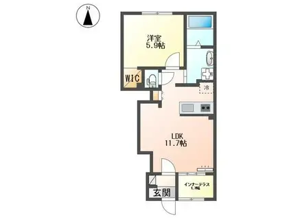 諌早市真崎町アパート(1LDK/1階)の間取り写真