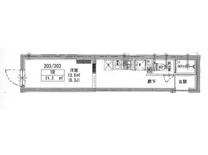 MELDIA RESIDENTIAL 北千住(ワンルーム/1階)の間取り写真