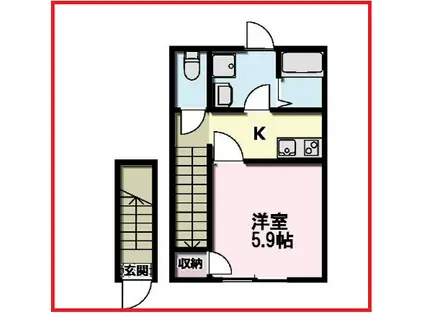 ハウスクルエスフォー(1K/2階)の間取り写真