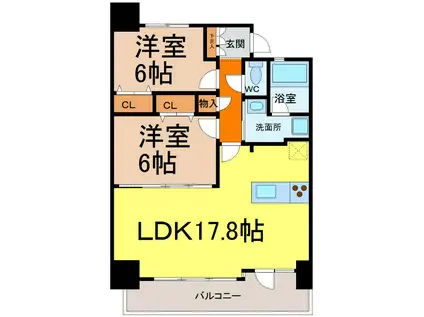 CHAYAGASAKA RISE(2LDK/8階)の間取り写真