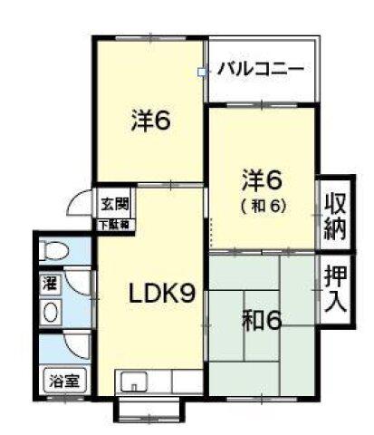 第二岡本ハイツ(3LDK/3階)の間取り写真
